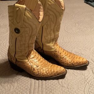 Cazador Yellow snake skin Cowboy Boots
